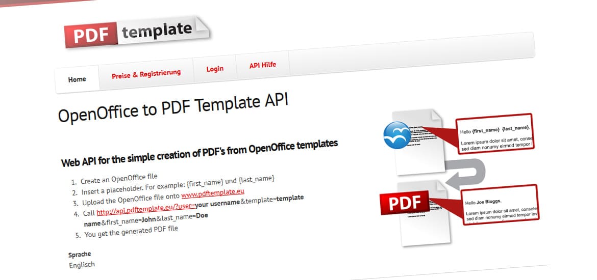 PDFTemplate API Screenshot